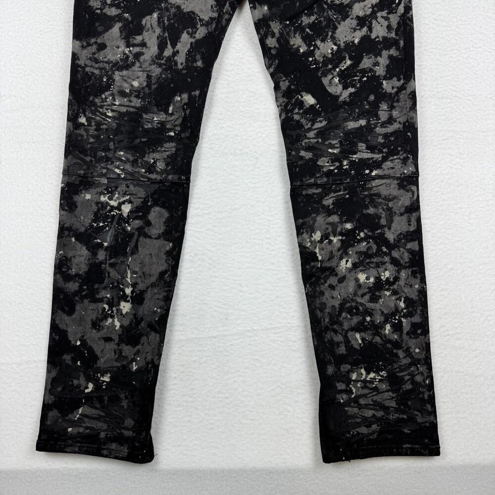 NWT MNML Men's 38x33 Slim Black Distressed Painted Stretch Zip Ankle Denim Jeans - Picture 6 of 11